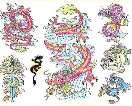 Colored Dragon Picture Tattoos
